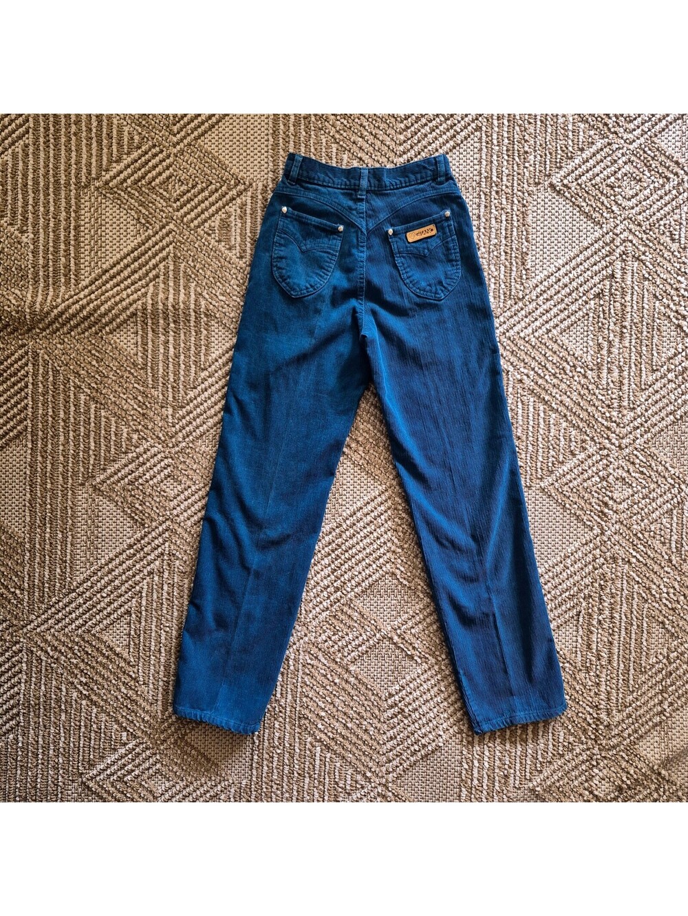 VTG 80s 90s Gitano Teal Corduroy Mom Jeans High Waisted Tapered Pants Size 23"